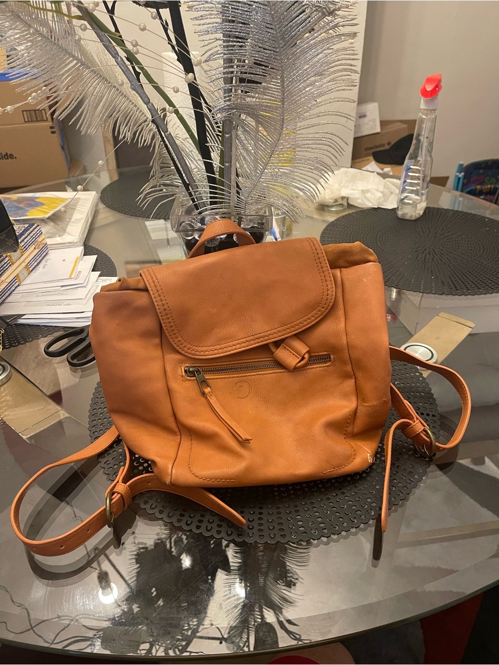 Universal Thread Tan Leather Backpack Purse